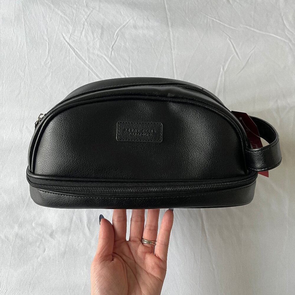 NEW - Perry Ellis Portfolio Black Pebble Toiletries & Travel Bag